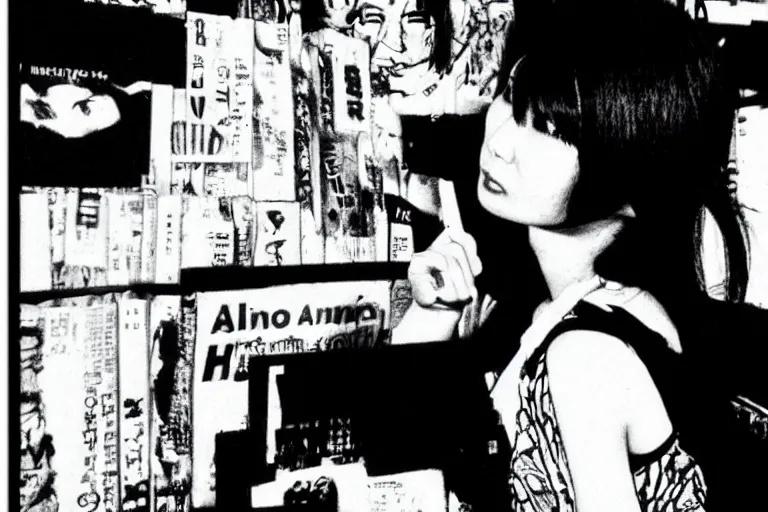 Prompt: Maggie Cheung smoking in a nightclub, b&w, manga, by Inio Asano