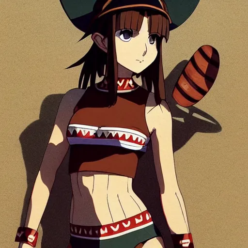 Image similar to beautiful boyish natalie portman alluring gravure model in majora's mask, wearing wooden mask and baseball cap and leotard, street wear with subtle mayan patterns, aztec bathing suit, gapmoe yandere grimdark, trending on pixiv fanbox, painted by greg rutkowski makoto shinkai takashi takeuchi studio ghibli, akihiko yoshida