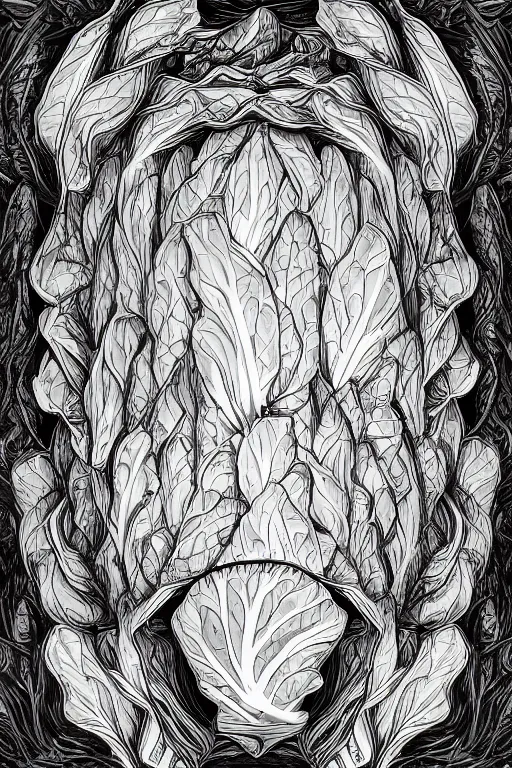 Image similar to cabbage humanoid, symmetrical, highly detailed, digital art, sharp focus, trending on art station, anime art style