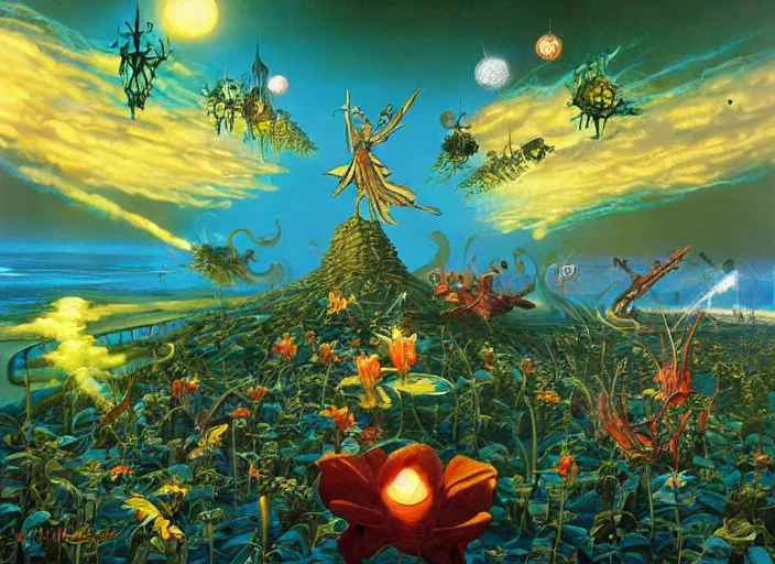 Image similar to fairy dance by kilian eng, chris foss, rodney matthews, robert mccall, jacek yerka and vladimir kush, oil on canvas