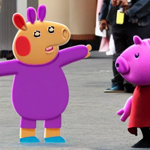 Prompt: kanye west dressed as peppa pig