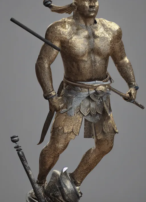 Image similar to an ancient japanese golden fighting bo staff, Unreal 5, DAZ, hyperrealistic, octane render, RPG portrait, dynamic lighting
