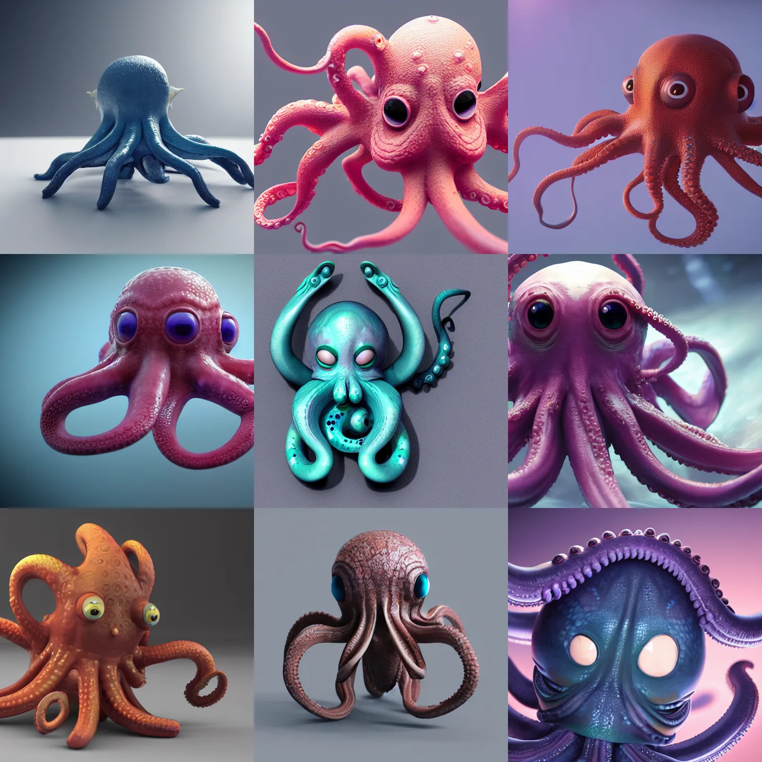 Prompt: a very cute galactic baby alien octopus, octane render, hyper detailed