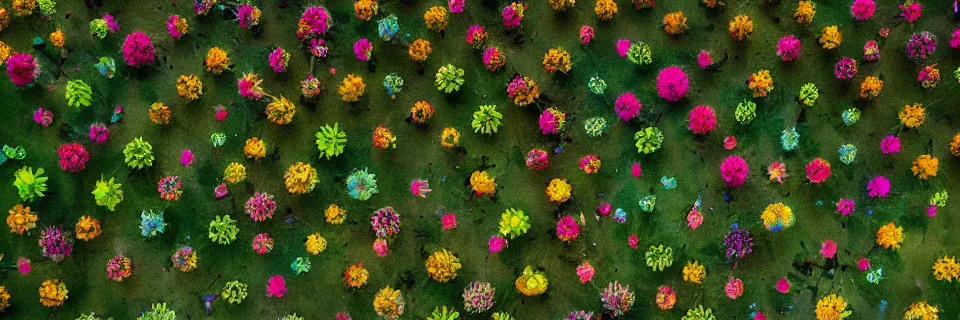 Prompt: Solarpunk synthetic plants blooming, close-up from above, colourful, 8k, stunning masterpiece, award winning, world press photo, futuristic, intense atmosphere by photographer Will Ellis