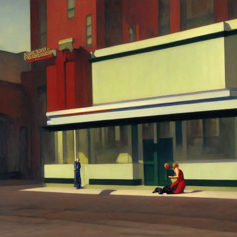 Image similar to insane mistake, painted by Edward Hopper, painted by Wayne Barlow, airbrush