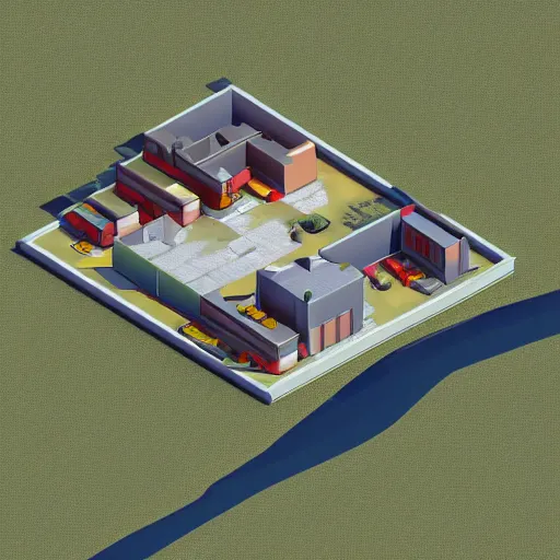 Prompt: isometric 3d Render of isnland