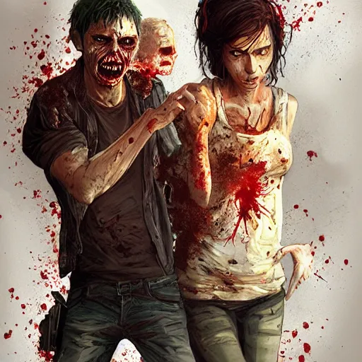 Image similar to clementine from the waking dead the last season been eaten by a couple of zombie by greg rutkowski