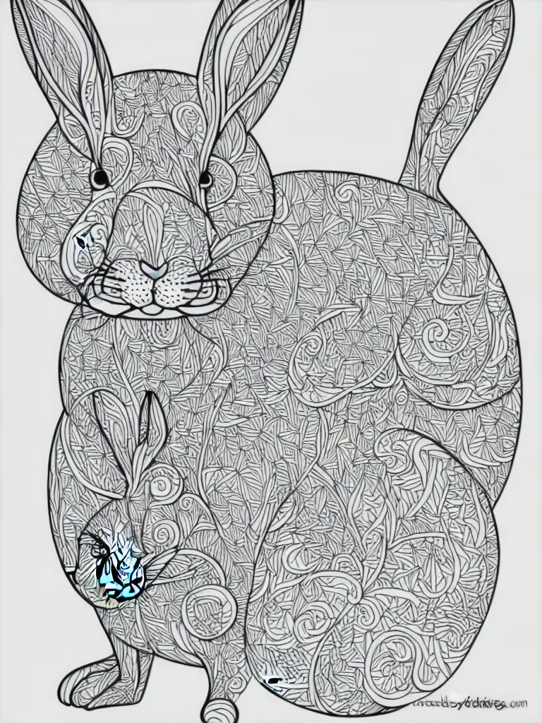 Image similar to beautiful rabbit, ornamental, fractal, line art, vector, outline, simplified, colouring page