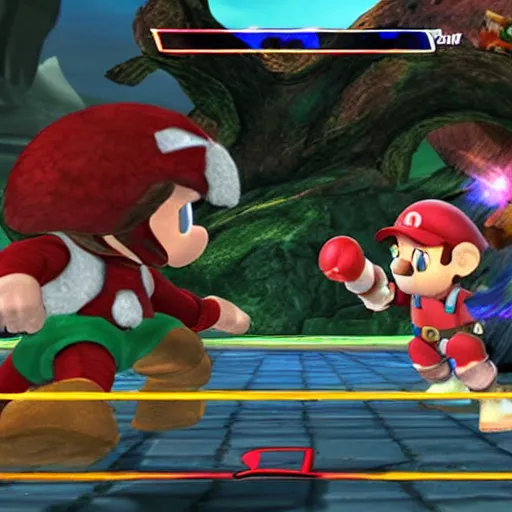 Image similar to DALL·E 2 versus Midjourney versus Stable Diffusion in Smash Bros.