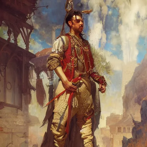 Image similar to highly detailed portrait of a wealthy kurdish merchant d & d. art by donato giancola, eugene delacroix, ruan jia, carl larsson, peter mohrbacher. trending on artstation, intricate details, energetic composition, fantasy, concept art, illustration, elegant art, global illuminaition