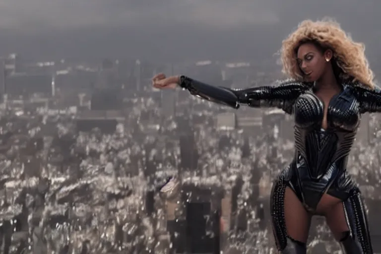 Image similar to VFX movie where Beyoncé is a giant robot