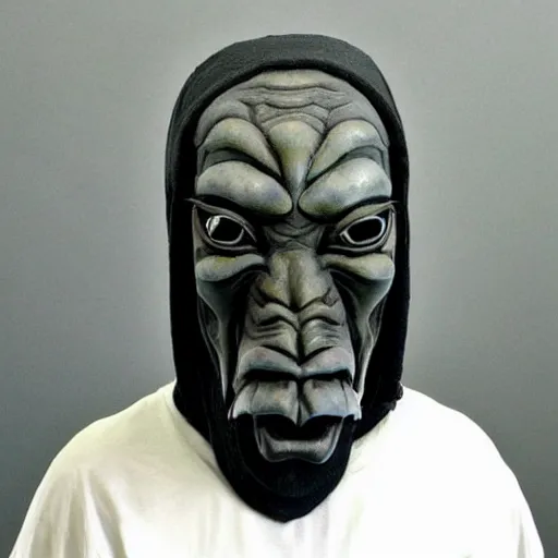 Image similar to dragon priest mask that looks like the face of snoop dogg