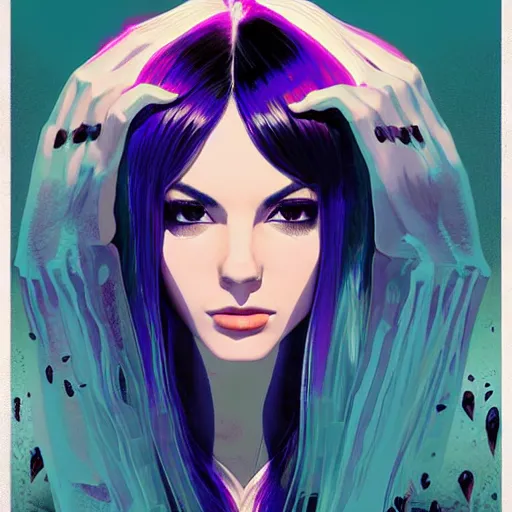 Image similar to victoria justice. underground box office hit, fantasy and seventies italian horror movie, unreal engine, intricate, ultra detailed 8 k, ambient occlusion, best, cool, extremely beautiful and aesthetic shape of face and neck, art by hiroaki samura and ilya kuvshinov and rossdraws andy warhol