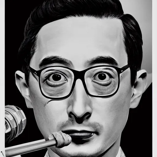 Prompt: A 1950s Colorized Style Poster of Filthy Frank, grainy, realistic, hyperrealistic, very realistic, very very realistic, highly detailed, very detailed, extremely detailed, detailed, digital art, trending on artstation, detailed face, very detailed face, very detailed face, realism, HD Quality, 8k resolution, intricate details, body and head in frame, drawing, inked drawing, poster drawing, neat drawing, 1950s, 50s, in the style of Frank Hampson, in the style of Frank Bellamy, in the style of Dave Gibbons, in the style of Don Lawrence, in the style of Wally Wood, Colorized, 1950s Poster