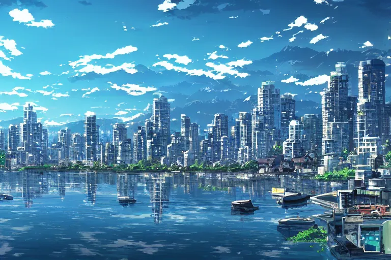 Vancouver Bc By Makoto Shinkai K Anime Wallpaper Stable Diffusion