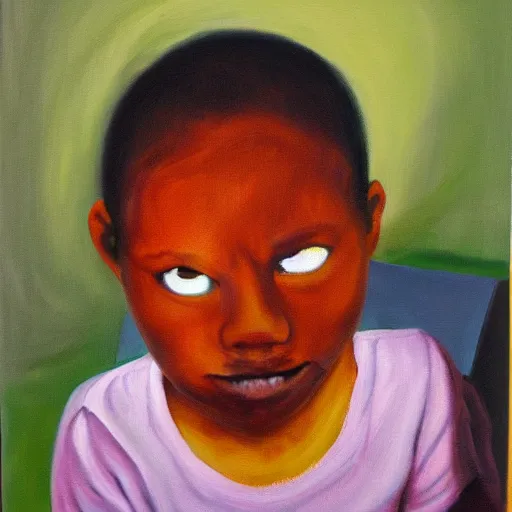 Prompt: every child's worst fear, oil on canvas,