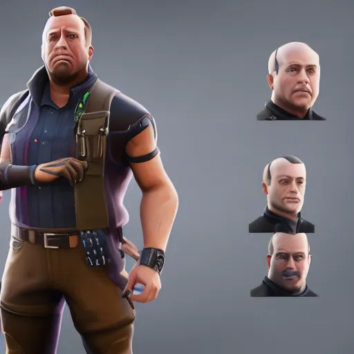 Image similar to alex jones as a fortnite skin, 4 k, high detail, high - resolution photograph, professional photography, ultra - detail