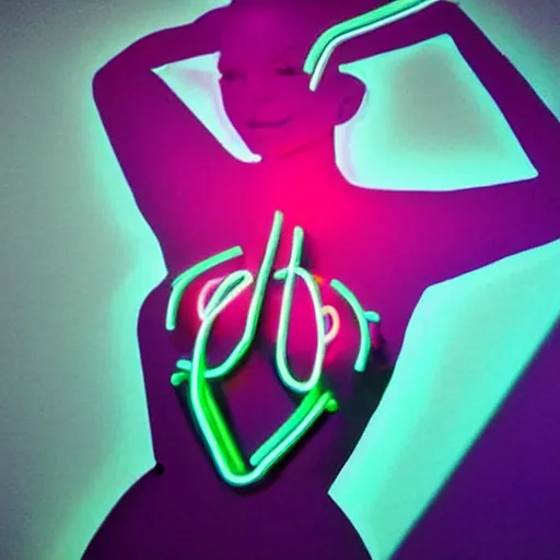 Image similar to 3 d neon art of a womens body, hyper detailed