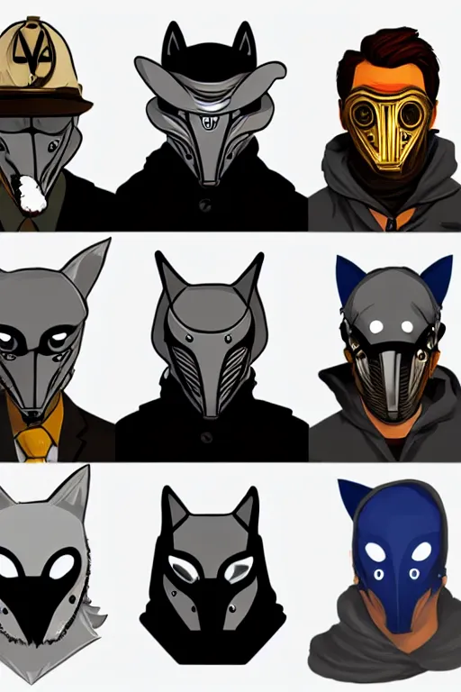 Image similar to 6 member from wolf gangs wear gray bandana, other people use wolf mask. pop art, pixel, bioshock infinite art style, gta chinatown wars art style, dynamic, face features, body features, ultra realistic, digital art, concept art, smooth, sharp focus, illustration, intricate, without duplication, elegant, confident posse