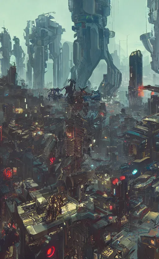 Image similar to cyberpunk samurai crowd, crowd, raven, cyber mech, machenic, arcane, by fortiche, by greg rutkowski, esuthio, craig mullins, wlop