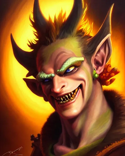 Image similar to junkrat from overwatch, slight smile, fantasy, fantasy art, fantasy, colorful, elegant, character portrait, portrait, close up, highly detailed, intricate detail, amazing detail, sharp focus, vintage fantasy art, vintage sci - fi art, radiant light, caustics, by boris vallejo