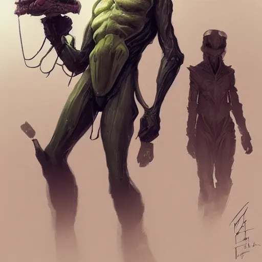 Image similar to slender aliens meeting military, portrait, behance hd artstation, style of jesper ejsing