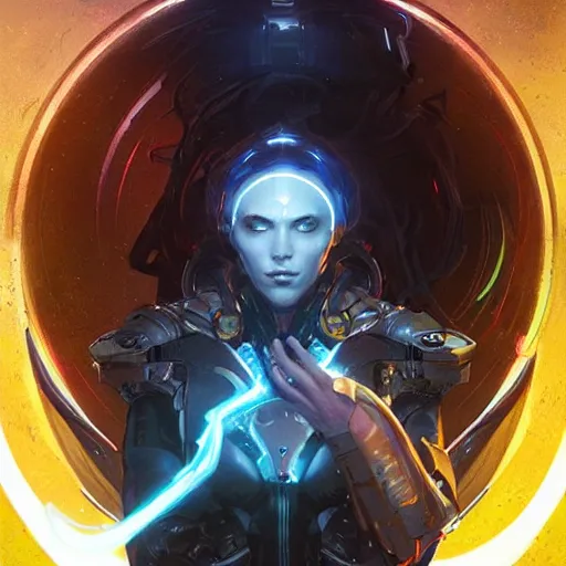 Image similar to cyborg warlock entanglement milky way, epic lighting, sketch illustration, concept art, ultra detailed, art by artgerm and greg rutkowski and alphonse mucha