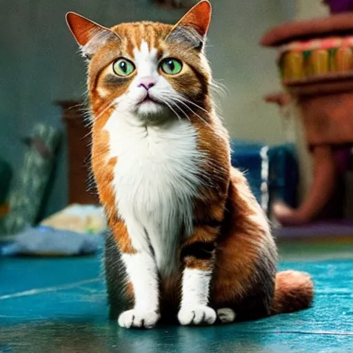 Image similar to movie still of danny devito as a cat in cats 2 0 1 9