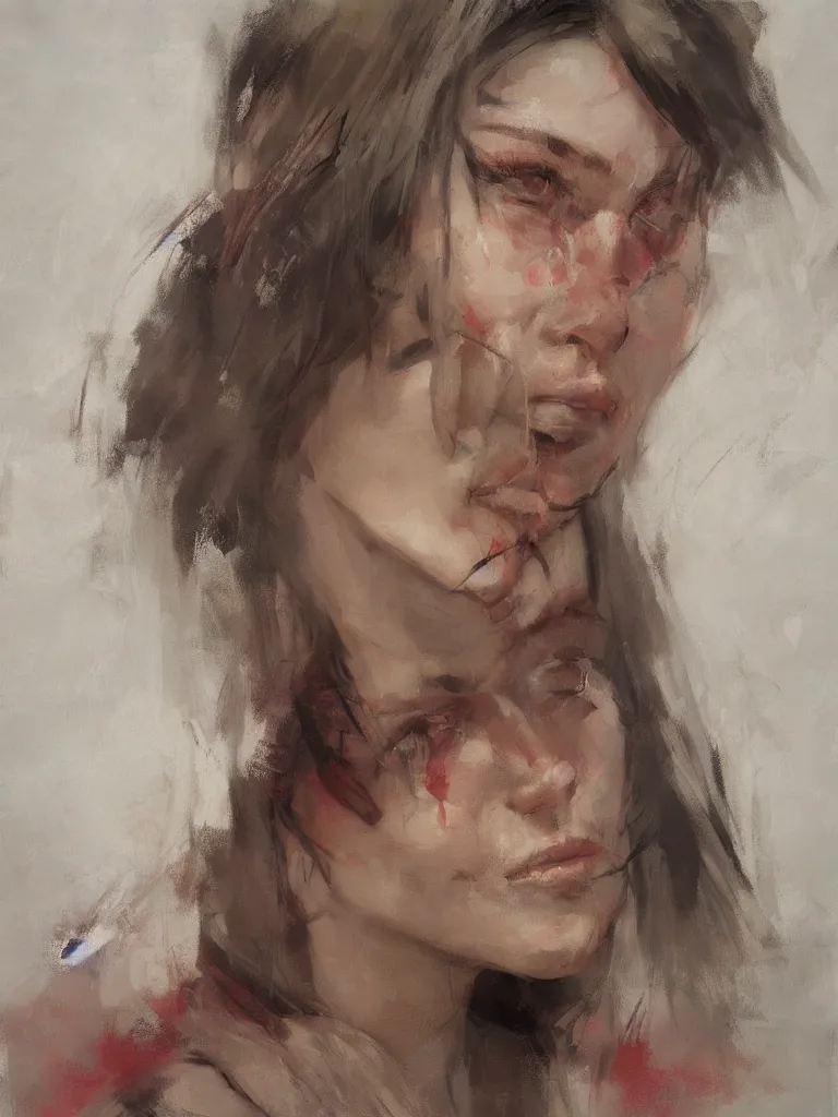 Image similar to spontaneous romantic portrait underpainting, beautiful juicy brush strokes, alla prima, realist, by richard schmid and sargent, trending on cgsociety, red