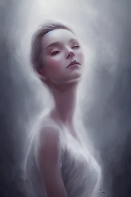 Image similar to ethereal woman, digital painting, Charlie Bowater, cgsociety, figurative art, digital painting, speedpainting, made of mist