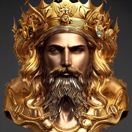 Image similar to portrait of a radiant greek mythology god, jewelry, crown, confident, handsome, dramatic lighting, detailed, very realistic, trending on Artstation, Cgsociety