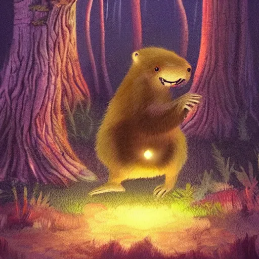 Image similar to enraged beaver, magical woodland setting, fancy lighting