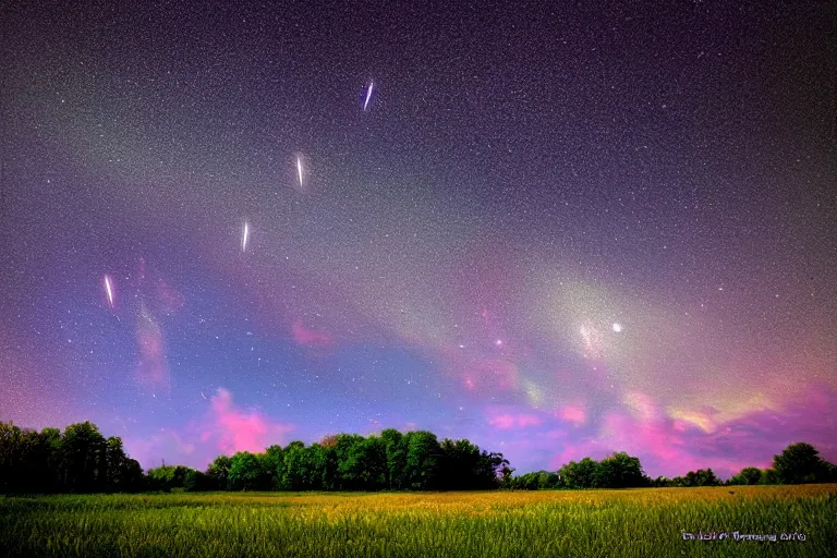 Image similar to a shooting star alone in the sky of an unknown universe in the style of phil koch