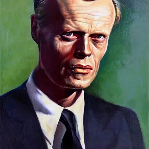 Prompt: realistic portrait of richard widmark in color, oil painting