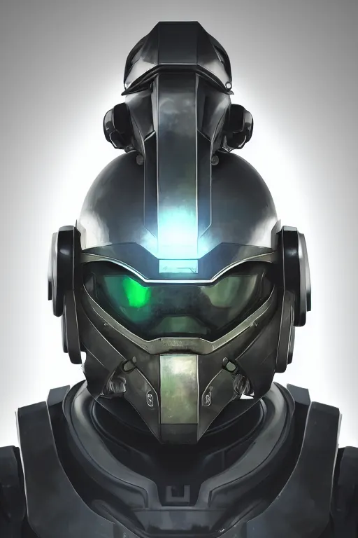 Image similar to robot ninja mask helmet halo master chief radiating a glowing aura global illumination ray tracing hdr fanart arstation by ian pesty and katarzyna da „ bek - chmiel