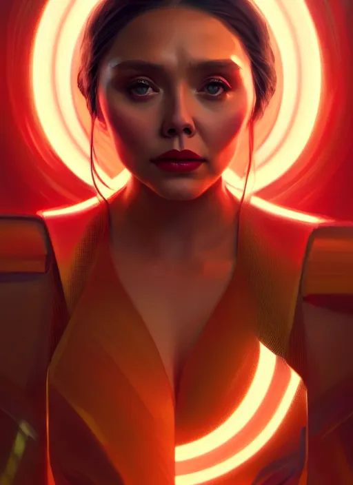 Image similar to portrait of modern darna, elizabeth olsen, intricate, elegant, glowing lights, highly detailed, digital painting, artstation, glamor pose, concept art, smooth, sharp focus, illustration, art by wlop, mars ravelo and greg rutkowski