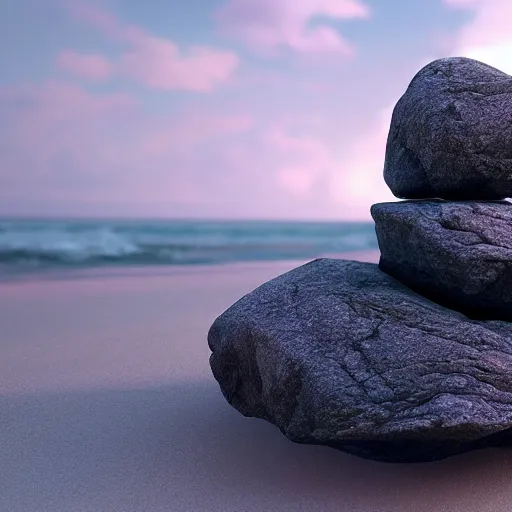 Prompt: a beautiful rock on the beach, octane render nvidia raytracing