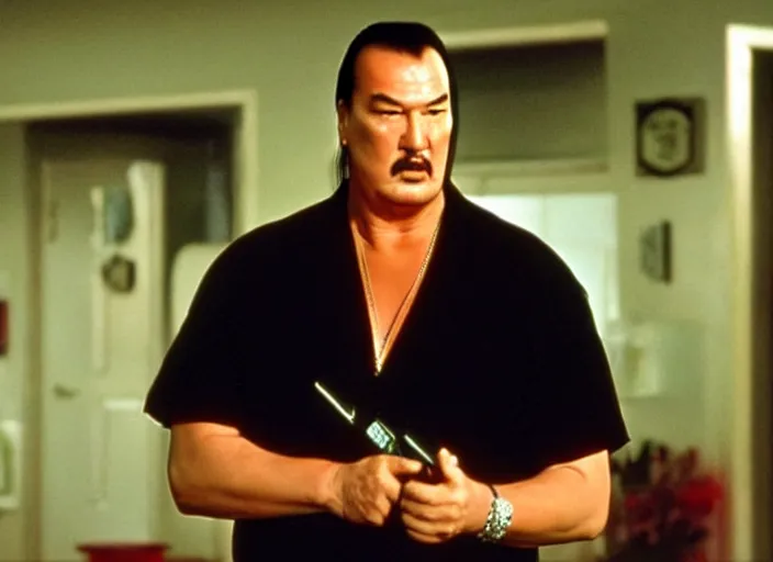 Prompt: steven seagal in a still from the tv show trailer park boys (2001)