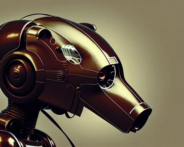 Image similar to dachshund robot, mechanical, machine, octane render, concept art, sharp focus, hyper - realistic, intricate, detailed, eduard pronin, luka mivsek, ruan jia