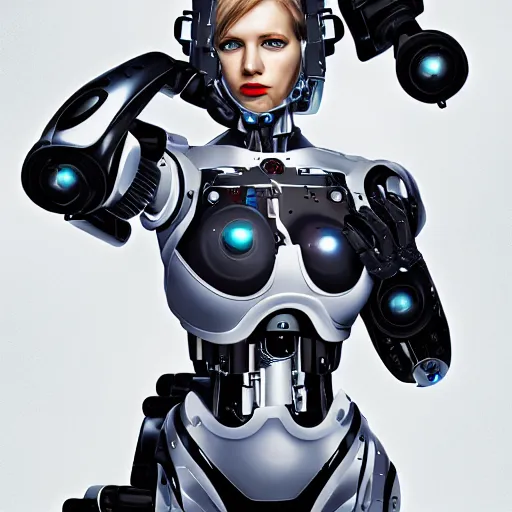 Image similar to beutiful white girl cyborg, full shot, alfred kelsner, artstaition, epic composition