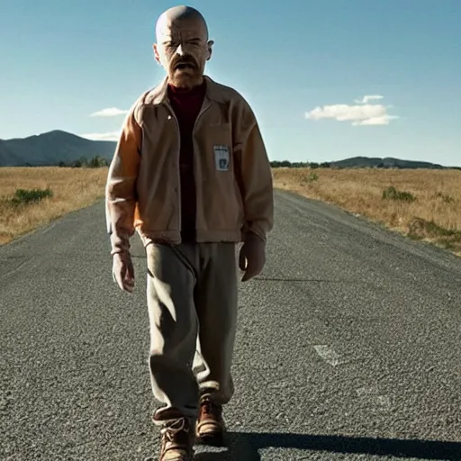 Prompt: A still of Walter White as Eleven in Stranger Things