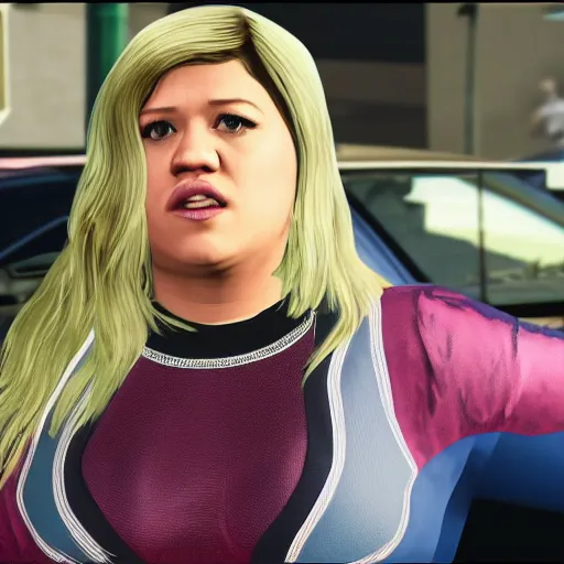 Image similar to young Kelly Clarkson in GTA V, 4k