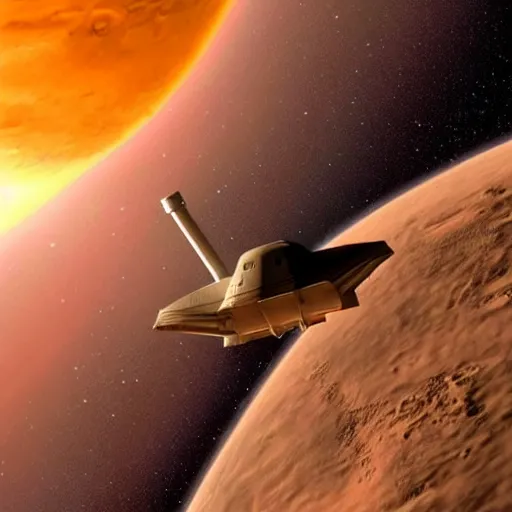 Prompt: 📷 starship enterprise in orbit around Mars-n 6