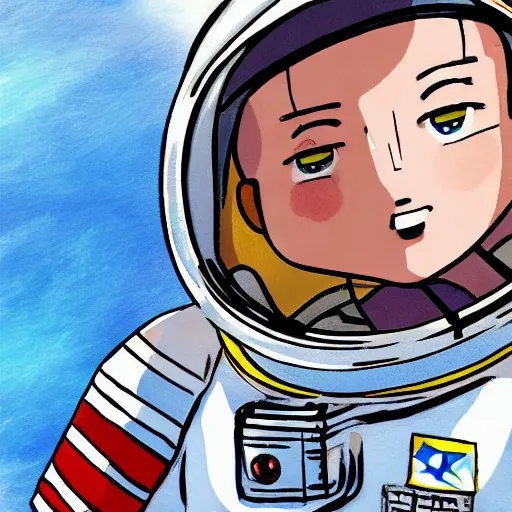 Image similar to close up of astronaut, anime style