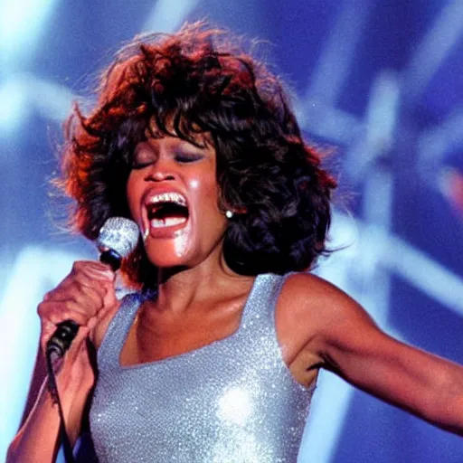 Prompt: whitney houston singing at a concert