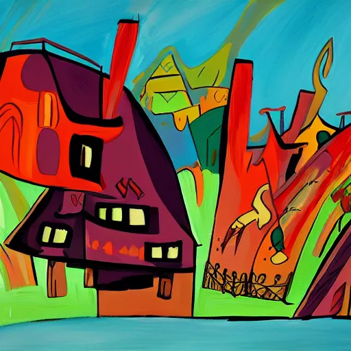 Prompt: a painting genndy tartakovsky did when he was deeply schizophrenic