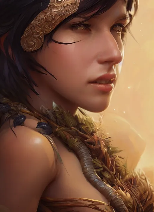 Prompt: nidalee, au naturel, hyper detailed, digital art, trending in artstation, cinematic lighting, studio quality, smooth render, unreal engine 5 rendered, octane rendered, art style by klimt and nixeu and ian sprigger and wlop and krenz cushart