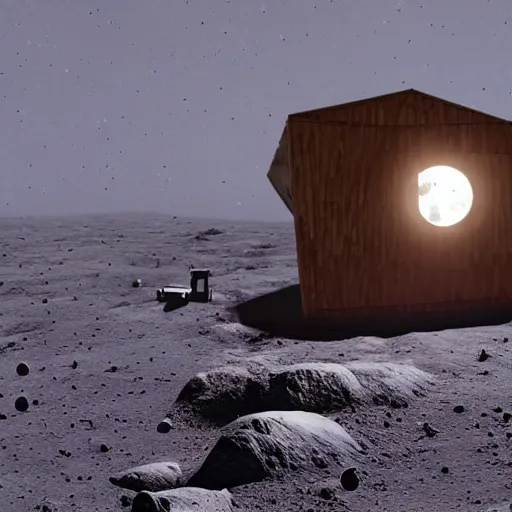 Image similar to a shed on the moon