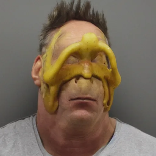 Image similar to chicken headed human, mugshot