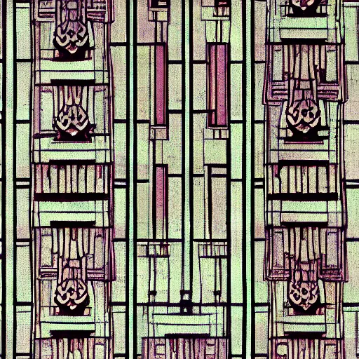 Image similar to pattern created by frank lloyd wright and giger